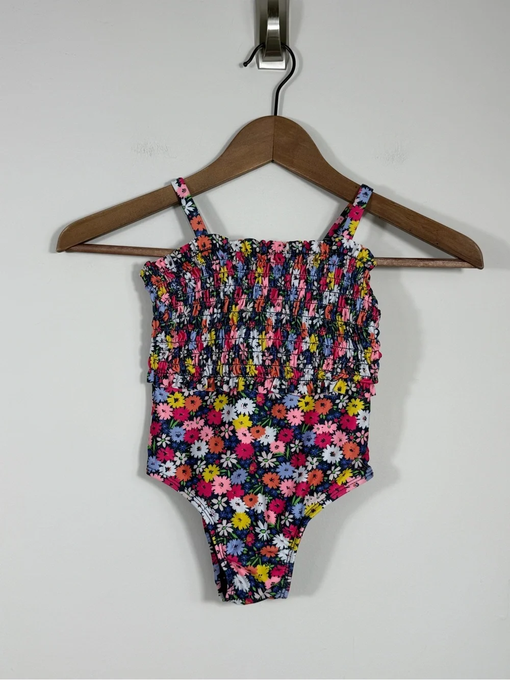 Baby GAP Girls 4T Floral Smocked One Piece Swimsuit Multicolor